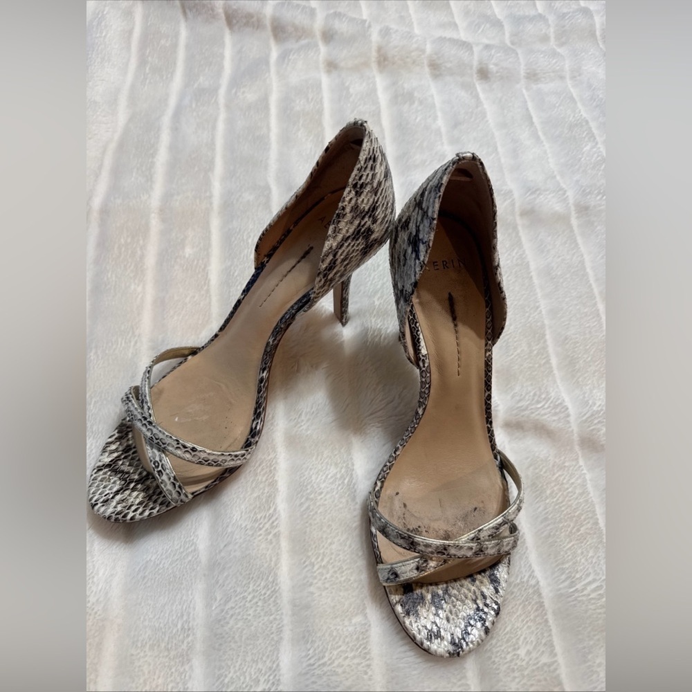 Aerin Snakeskin Print Leather Heels Size 7